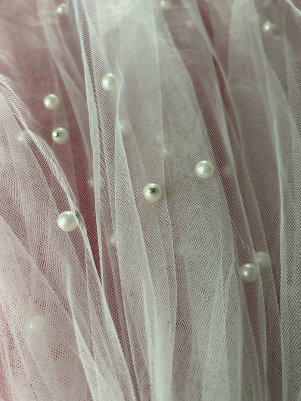 ☀️Beautiful Veil with Comb Pearl beaded White Tulle Wedding Veil - Picture 4 of 5